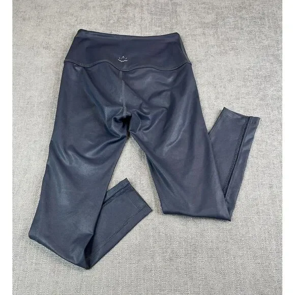 Beyond Yoga Leggings Womens (S) Navy Blue Leatherette High Waisted Midi - Picture 3 of 9